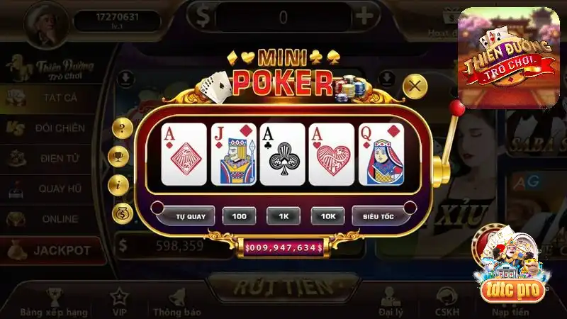 Mini Poker tdtc là game bài được rất nhiều người ưa chuộng