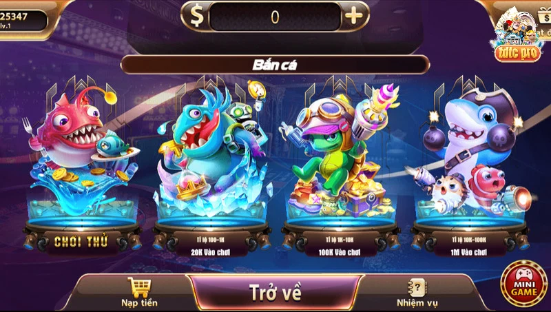 Game được thiết kế với nhiều phòng cược khác nhau