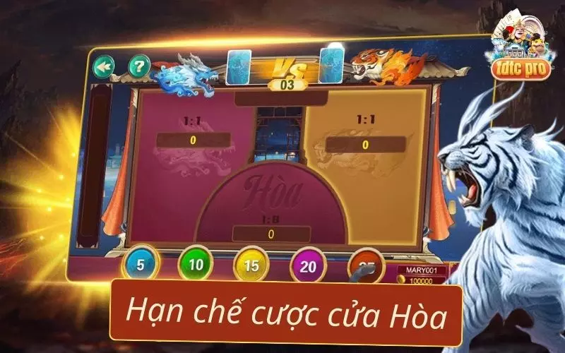 Hạn chế đặt cược cửa hòa trong game rồng hổ